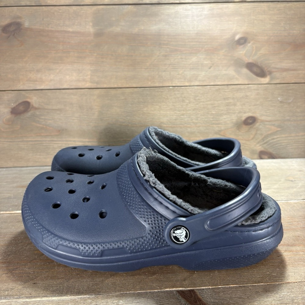 crocs classic womens size 7 shoes blue fur lined comfort clogs